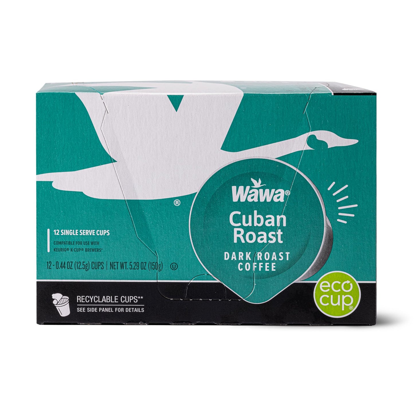 Wawa Single Cup Cuban Dark Roast Coffee Pods 12 Pods 1 Box Rich & Bold Blend Semi-Sweet Chocolate Notes Single Serve 100% More Responsibly Sourced From Rainforest Alliance Certified Farms