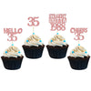 Gyufise 24Pcs Cheers to 35 Years Birthday Cupcake Toppers Glitter Thirty-five Straight Outta 1988 Cupcake Picks Happy 35th Cake