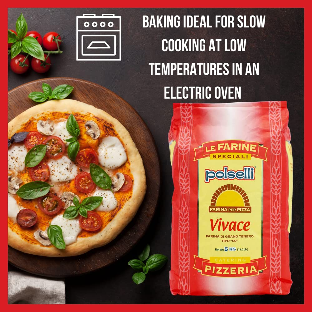 POLSELLI Vivace Double Zero Flour, Napoletana Pizza Dough Mix, 5 kg, Red Bag