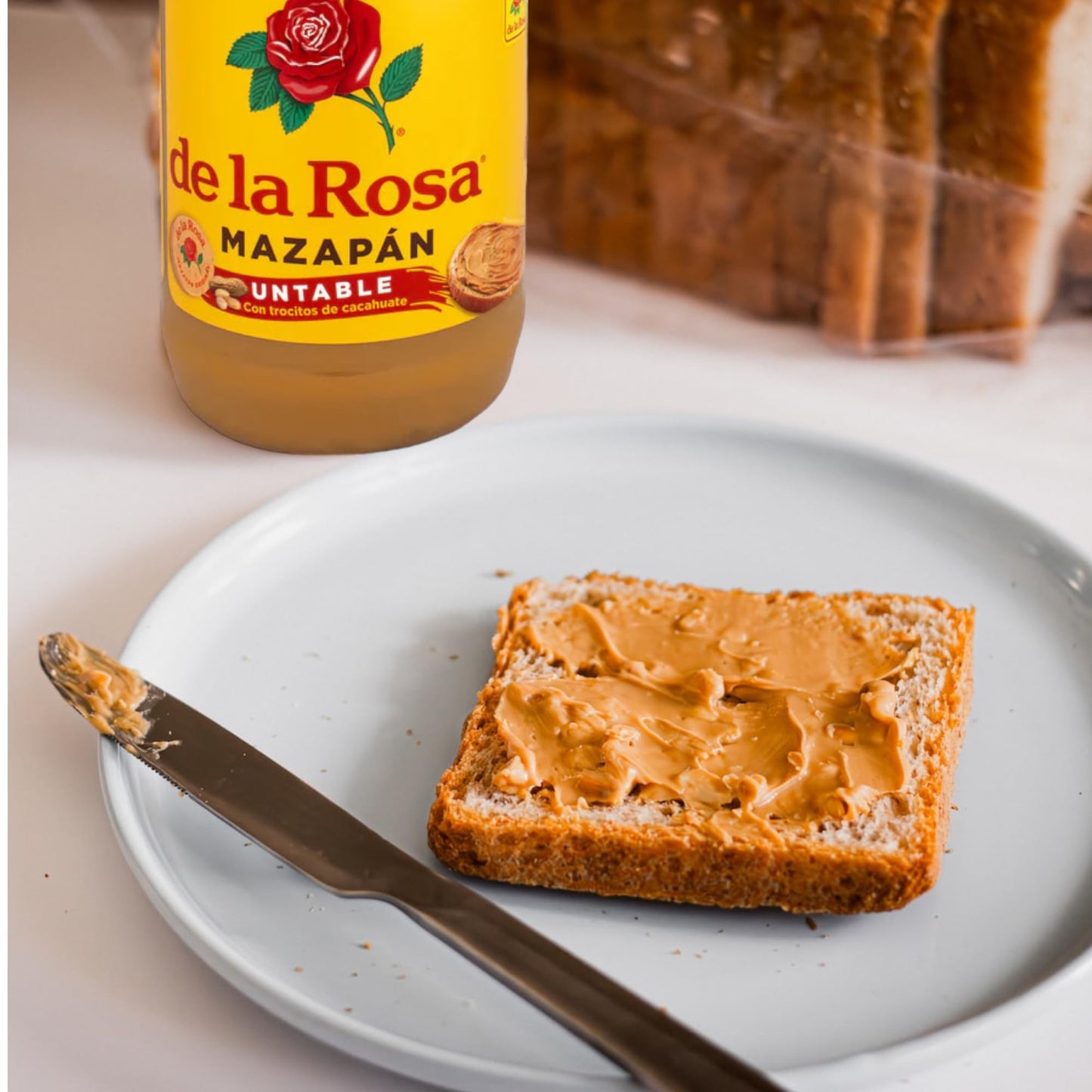 de la Rosa New!! Mazap n Dulce Cacahuate 400g(Con Trocitos Cacahuate)(1 JAR)
