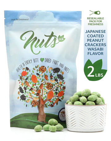Nuts U.S. - Japanese Coated Peanut Crackers | Wasabi Flavor | No Trans Fat And Non-Gmo | Natural Snacks | Packed In A Resealable Bag!!! (Wasabi, 2 Lbs)