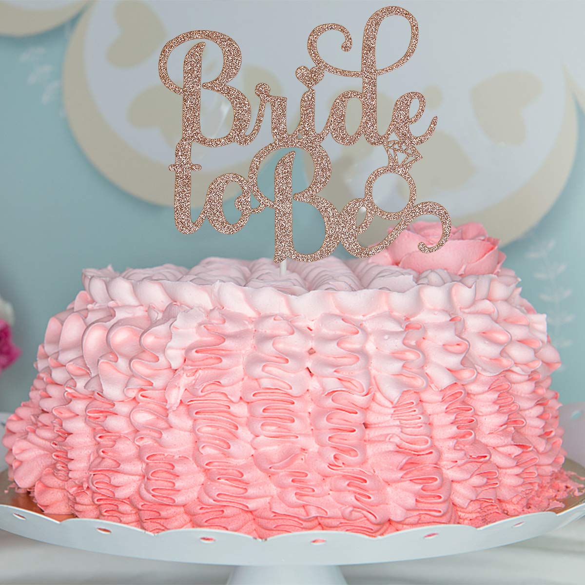Bride To Be Cake Topper Rose Gold Glitter, Bridal Shower Cake Topper, Bridal Shower Toppers, Bride To Be Cake Toppers For Bridal