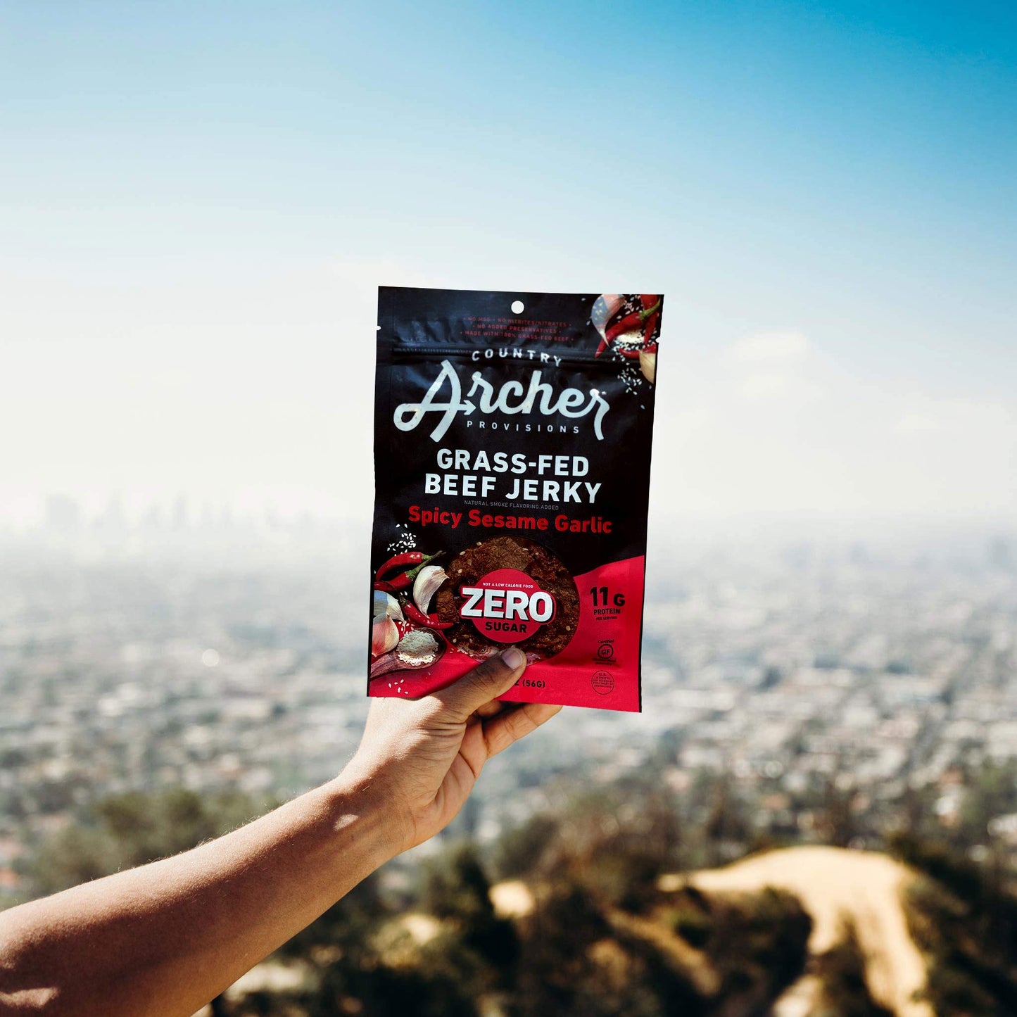Country Archer Grass Fed Beef Jerky - Zero Sugar Beef Jerky, Sugar Free Beef Jerky Snack Pack, Beef Jerky Bulk, Individual Beef