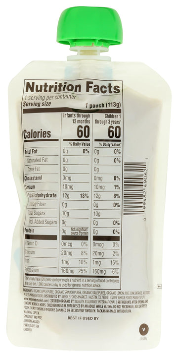 365 By Whole Foods Market, Organic Apple Spinach Kale Baby Food, 4 Ounce