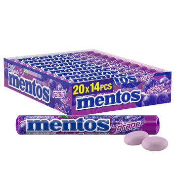 Mentos Grape Flavor - 20 Rolls X 37.5G/1.3Oz.(Per Roll), Imported From Canada}