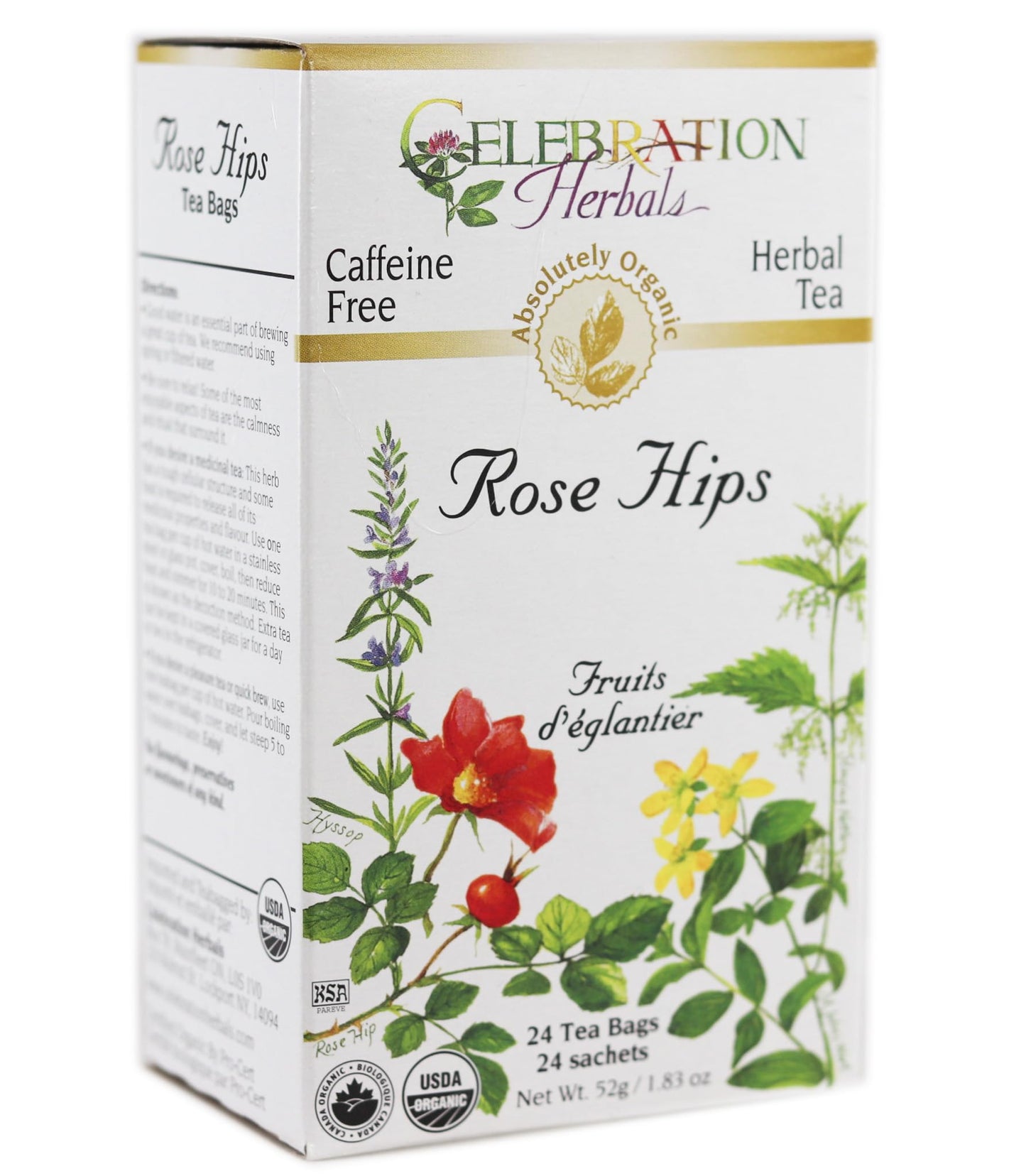 Celebration Herbals Rose Hips Tea Organic 24 Bag, 0.02 Pound