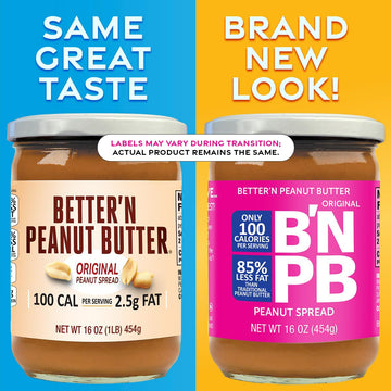 Better’n Peanut Butter Low Fat Peanut Butter Spread Variety Pack, Original, Banana, Chocolate, 16 oz. Glass Jars, Gluten Free, Dairy Free