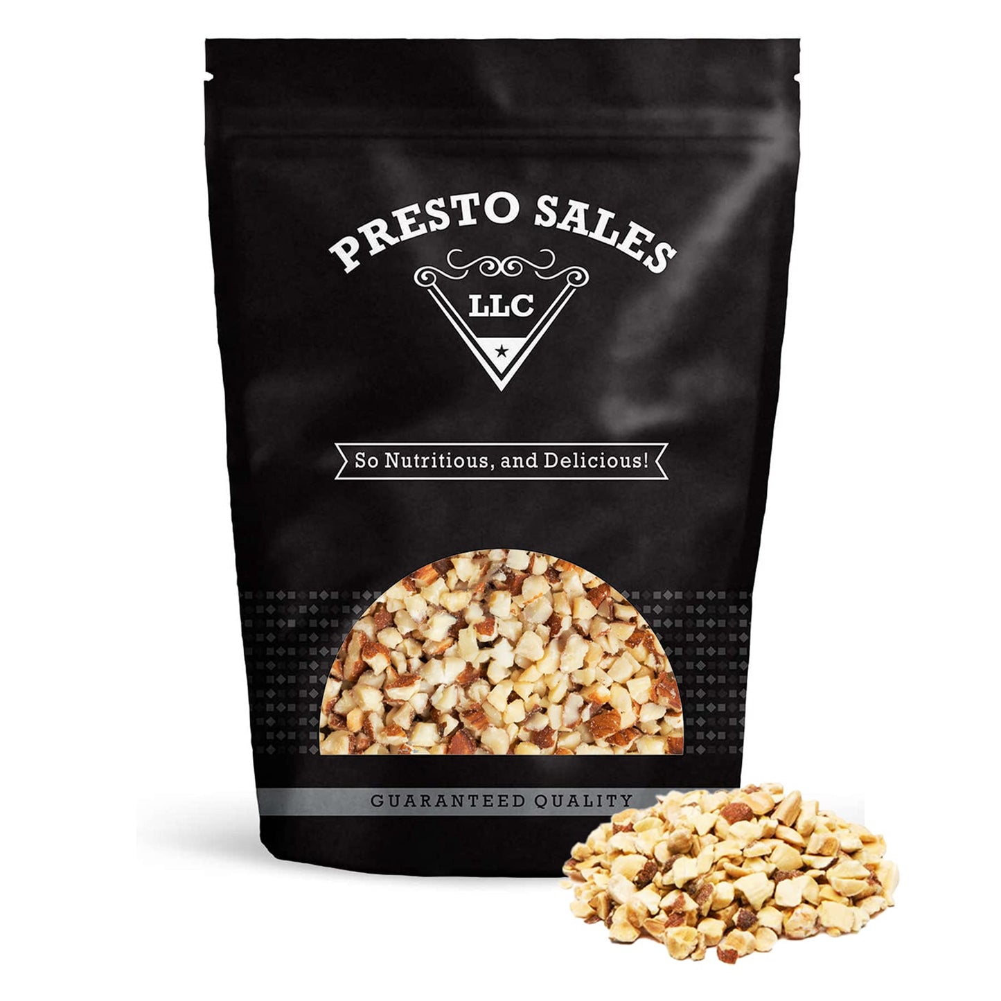 Almonds Fresh And Delicious Small Chopped Raw Perfectly Natural Quality Fresh Ideal Snack For 18+ Uses And Kids Packaged In Resealable 5 Lbs. (80 Oz.) Pouch Bag By Presto Sales Llc