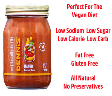 All-Natural Mango Salsa by Dennis Gourmet | This fresh, hearty restaurant salsa is low in sugar, calories, carbs, and sodium. Fa