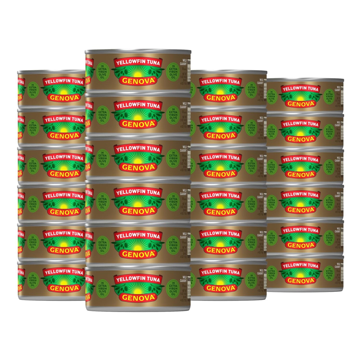 Genova Premium Yellowfin Tuna In Extra Virgin Olive Oil With Sea Salt, Wild Caught, Solid Light, 5 Oz. Can (Pack Of 24)