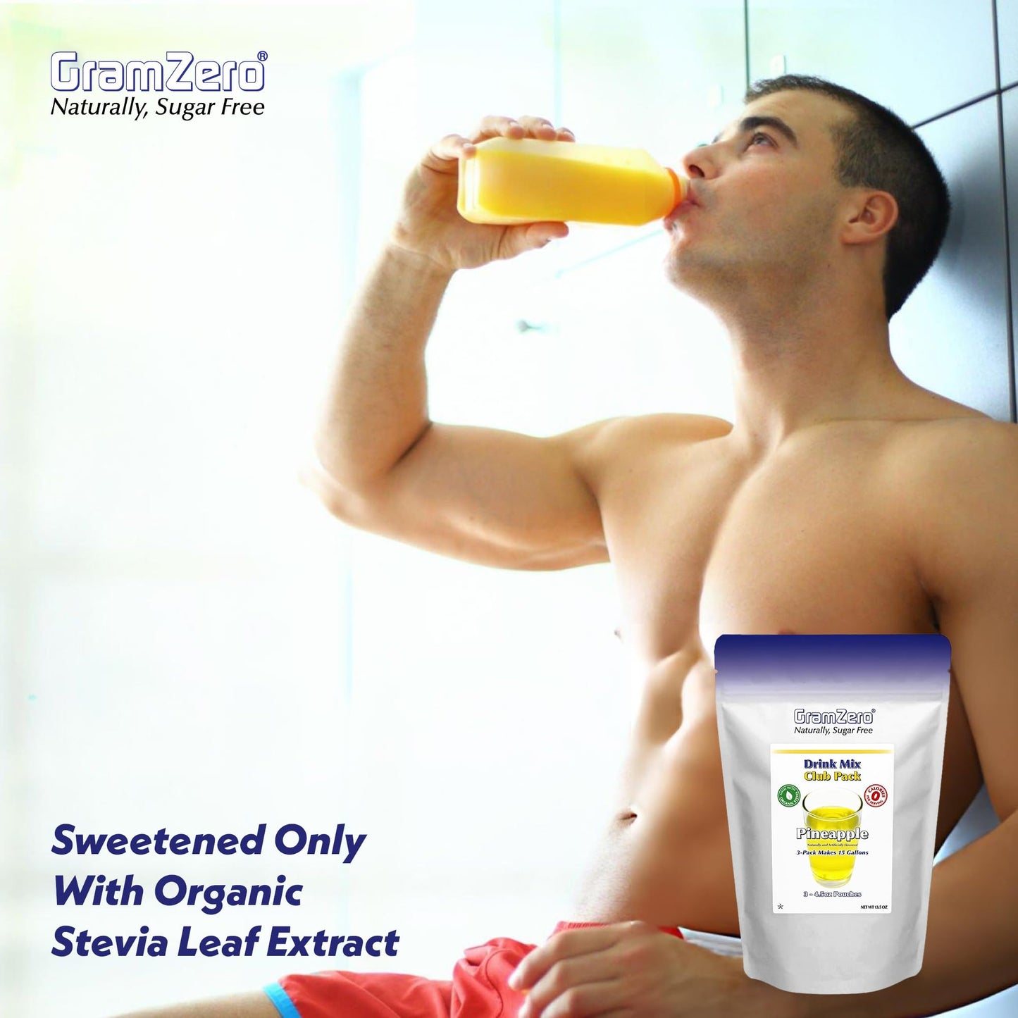 Gramzero All Natural Pineapple Zero Calorie Sugar Free Drink Mix, Great For Nutrition Club Loaded Tea, Stevia Sweetened