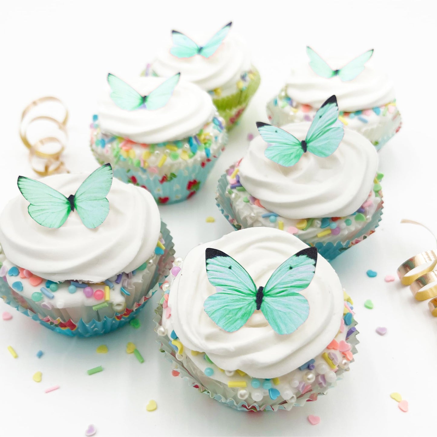 Sugar Robot Edible Butterflies For Cake Decorating - Small Pastel Teal Butterfly Cake Toppers And Cupcake Toppers - Decoration Made In The Usa - Enhanced Crafted (Teal)