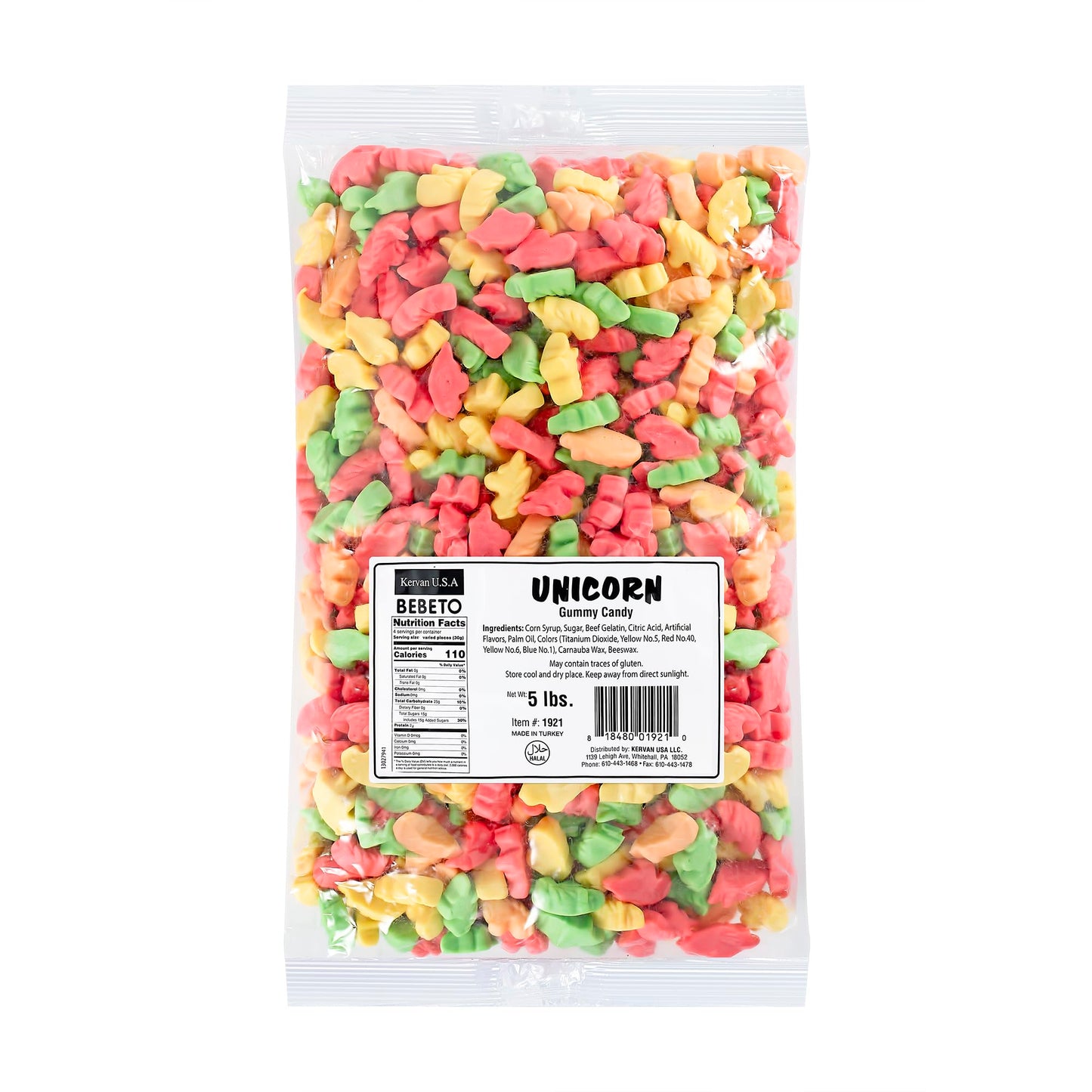 Kervan Candy Bebeto Unicorn Gummies - Fruity, Soft & Sweet Gummy Candy Bulk for Kids, Gift Snacks and Parties - Unicorn Gummies