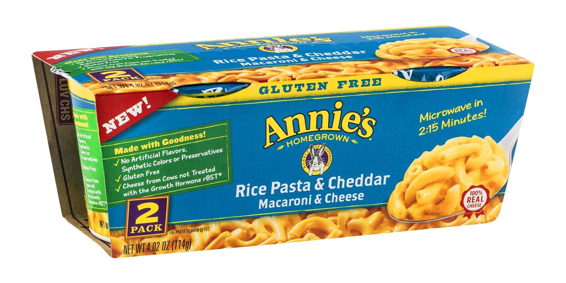 Annies Homegrown Rice Pasta and Cheddar Microwavable Mac and Cheese Cup, 4.02 Ounce - 6 per case