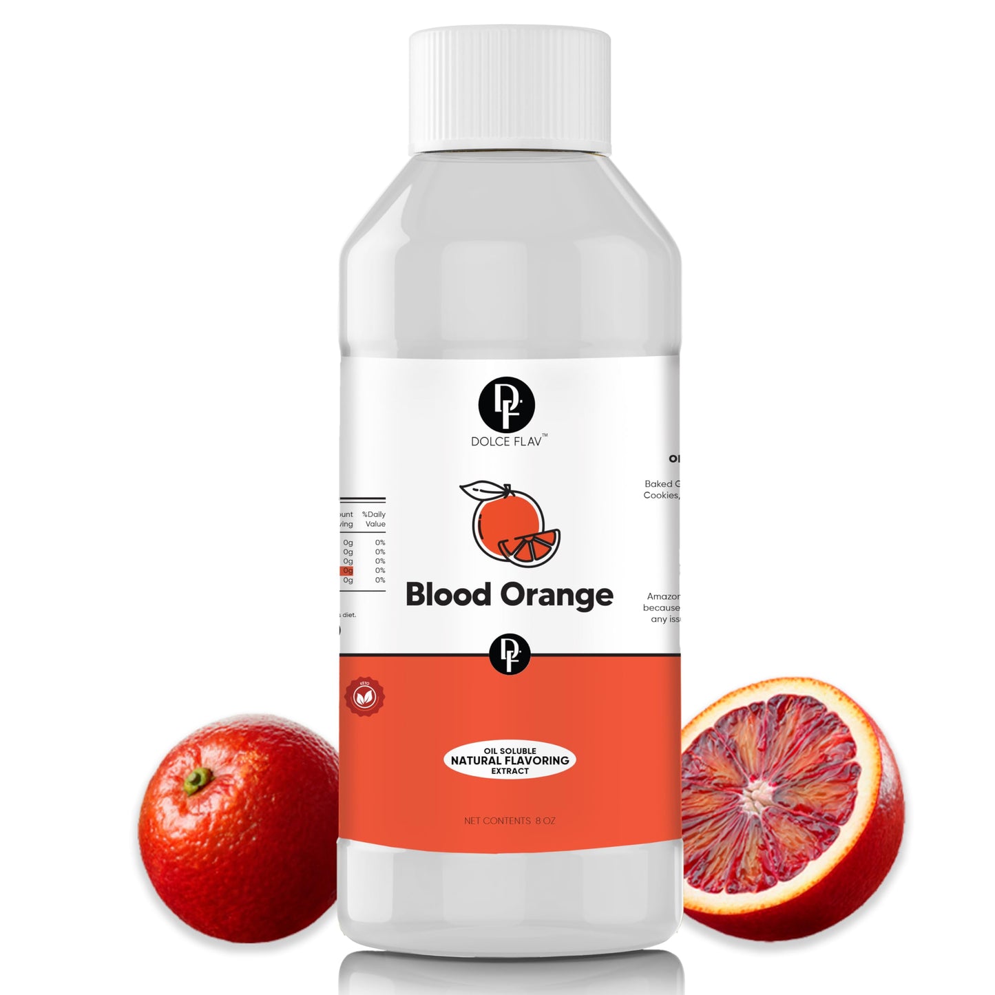 Dolce Flav Natural Blood Orange Extract - 8 Ounce Oil-Soluble Kosher Sugar-Free Concentrated Blood Orange Flavoring For Baking Chocolates & Desserts