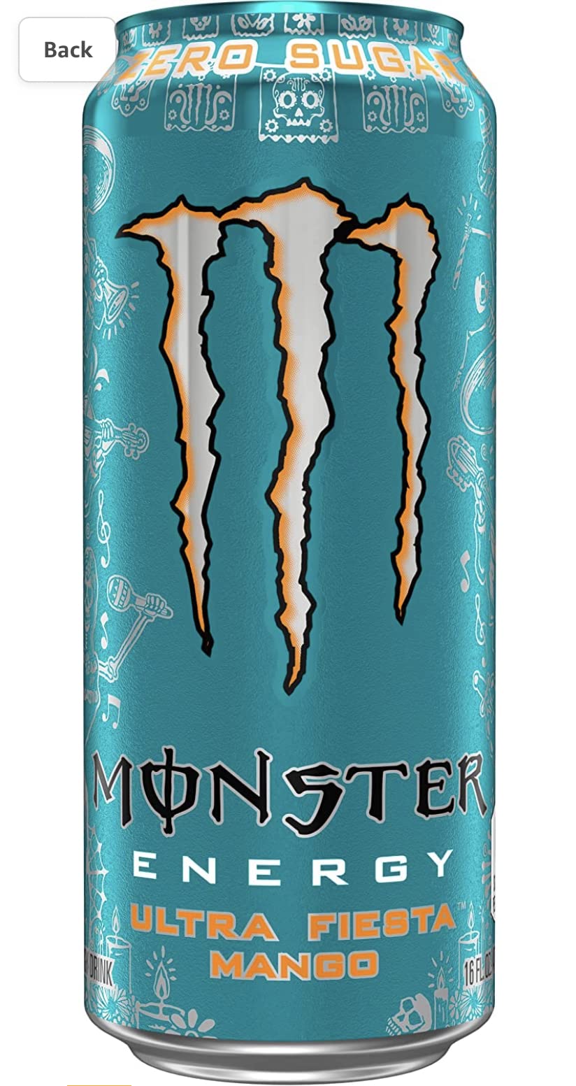 Monster Energy Ultra Zero Sugar Energy Drinks, 16 Fl Oz, Pack of 12 Cans, Ultra Fiesta Flavor