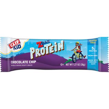 Clif Kid Zbar Protein - Chocolate Chip - Crispy Whole Grain Snack Bars - Made With Organic Oats - Non-Gmo - 5G Protein - 1.27 Oz