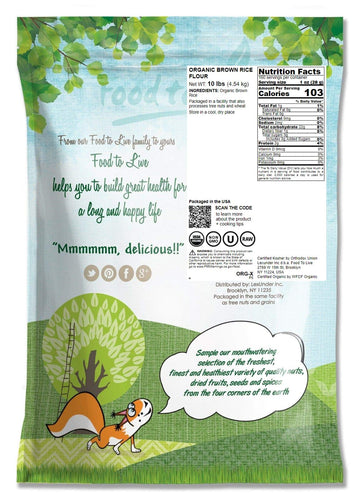 Food To Live Organic Brown Rice Flour, 10 Pounds - Non-Gmo, Finely Ground From Long Grain Rice, Unbleached, Untreated, Vegan Mea