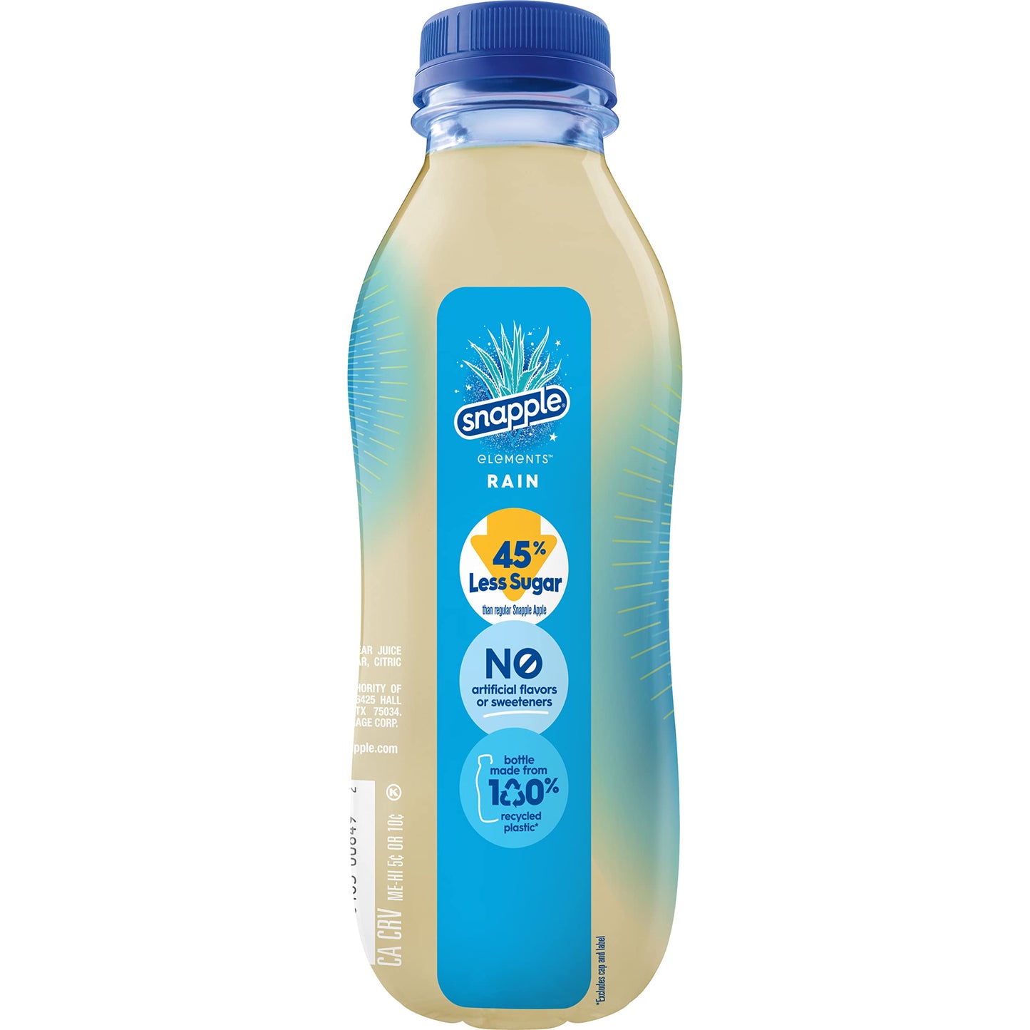Snapple Elements Rain Agave Cactus Juice Drink, 15.9 Fl Oz Recycled Plastic Bottle, Pack Of 12, All Natural, No Artificial Flavors Or Sweeteners, Contains 10% Real Juice