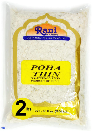 Rani Poha (Powa) Thin Cut (Flattened Rice) 32Oz (2Lbs) 908G ~ All Natural, Salt-Free | Vegan | Kosher | No Colors | Gluten Friendly | Indian Origin