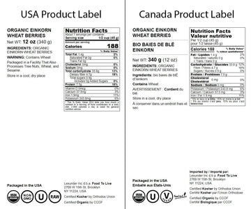 Food To Live - Organic Einkorn Wheat Berries, 12 Ounces - Non-Gmo, Good Source Of Protein, Fiber, And Vitamins. Low-Glycemic Ind