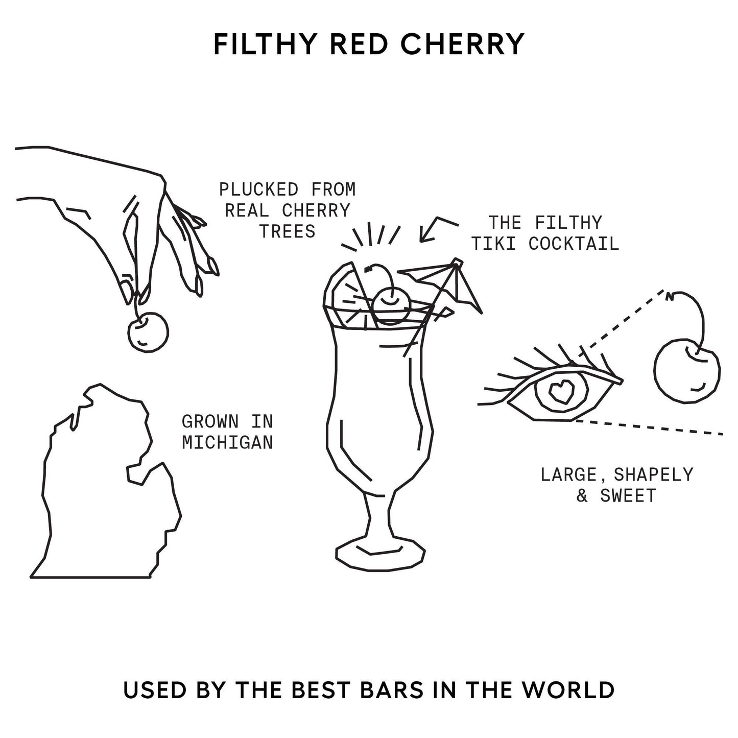 Filthy Food Red Maraschino Cherry - Premium Cocktail Garnish - 64oz, Non-GMO, Gluten Free