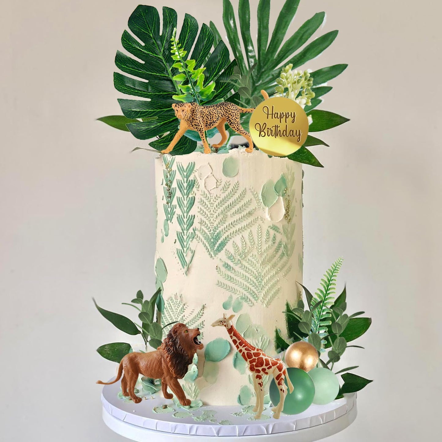 29 Pcs Safari Jungle Animal Cake Toppers With Plam Leaves Balls Cake Decorations For Wild Theme Birthday Oh Baby Safari Jungle P