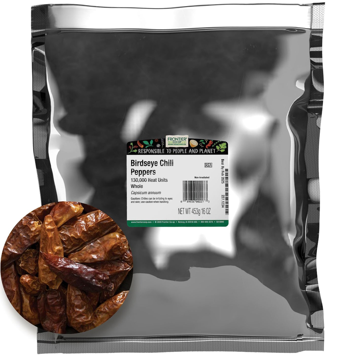 Frontier Co-Op Whole Birdseye Chili Peppers 1Lb