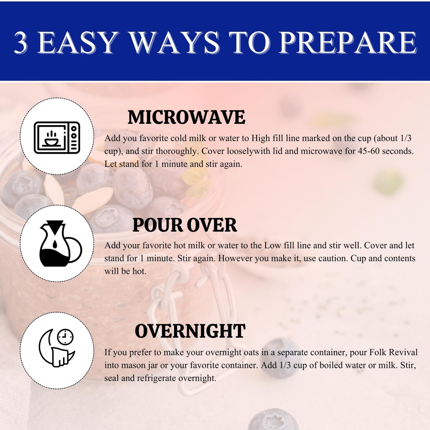 Folk Revival Blueberry Almond Hot Cereal | 20G Protein, 5G Net Carbs, High Fiber Instant Meal With Acorns - Non Gmo, Gluten Free