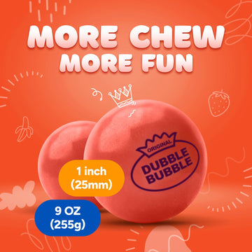 Gumballs For Kids In Jar - 1 Inch Large Gumballs - Strawberry-Banana Flavored Bubble Gum - Fun Chewing Gum For Kids 9 Oz