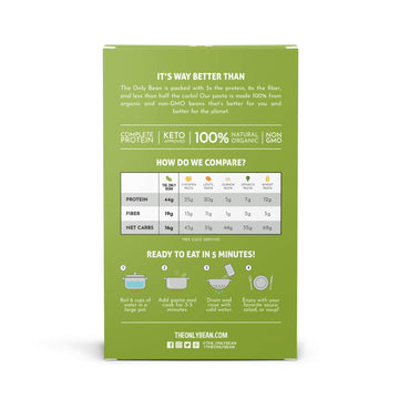 The Only Bean Organic Edamame Fettuccine Pasta - High Protein, Gluten-Free, Vegan - 8 oz Pack