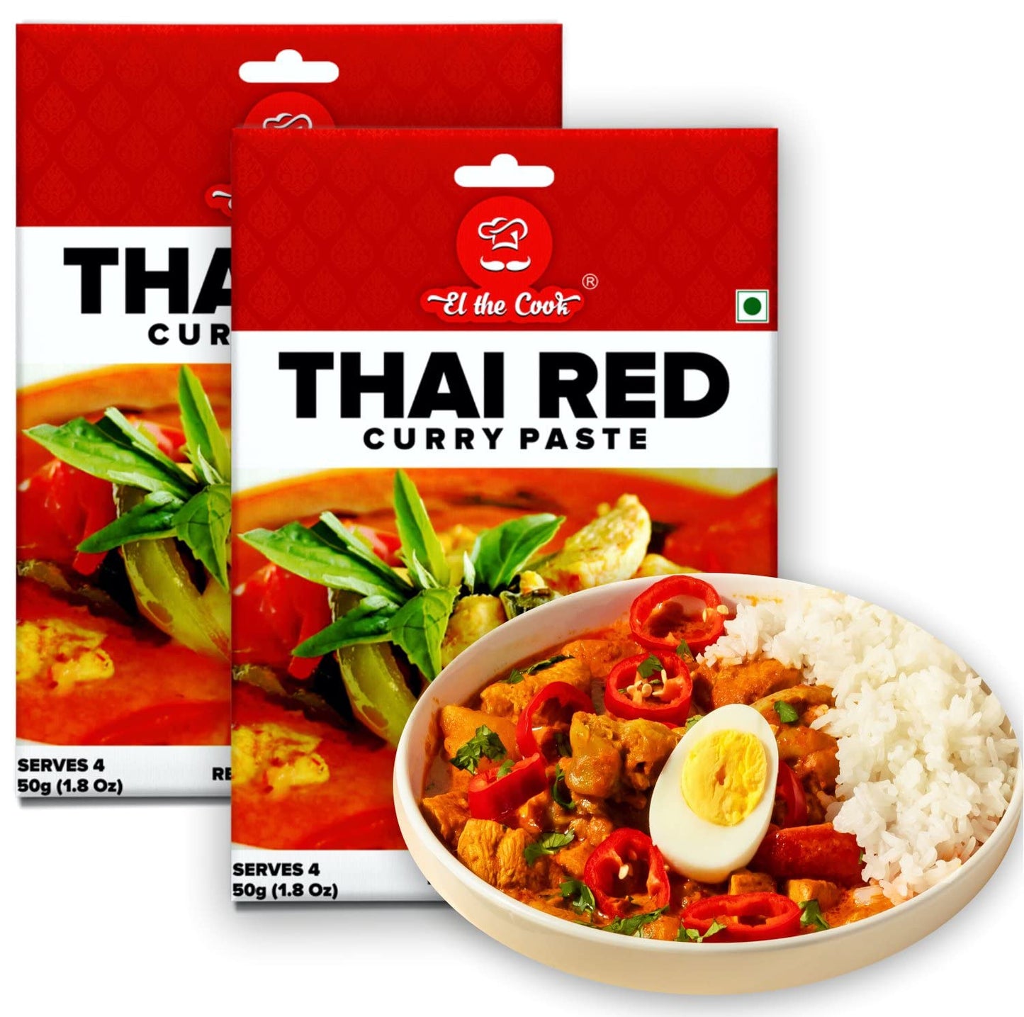 El The Cook Thai Red Curry Paste - Just Add Meat/Veg| Spicy & Hot Thai Curry | Ready To Cook, Vegetarian, Non-Gmo Gluten Free |