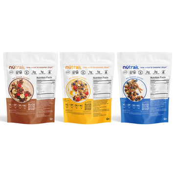 Nutrail Nut Granola Cereal, Variety Pack, No Sugar Added, Keto, Low Carb, Gluten Free, Grain Free, Healthy Breakfast 8 Oz. 3 Cou