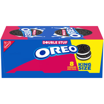 Oreo Double Stuf Chocolate Sandwich Cookies, King Size, 10 Snack Packs (8 Cookies Per Pack)