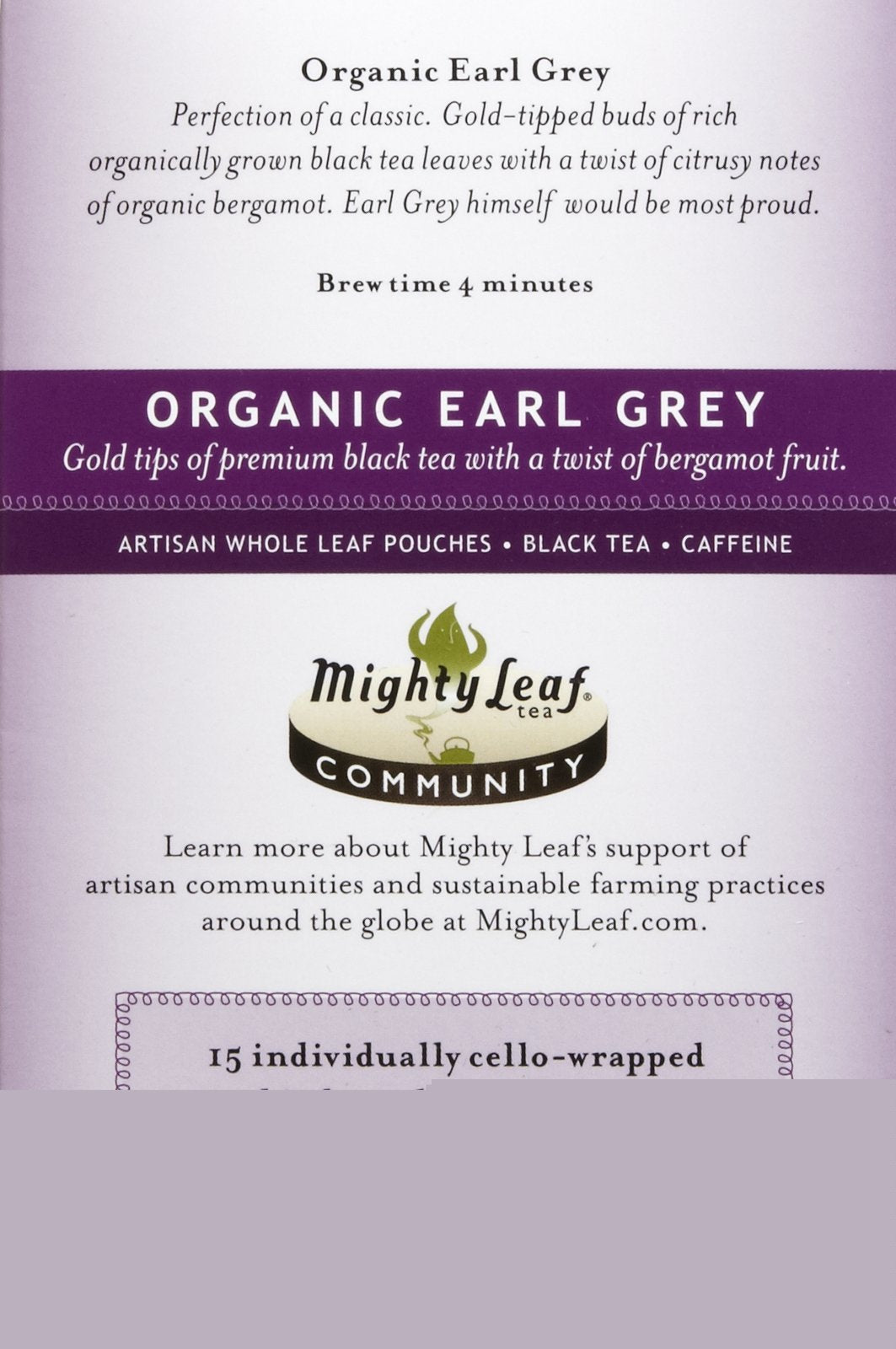 Mighty Leaf Organic Earl Grey Tea 15 Ct, 15 Ct