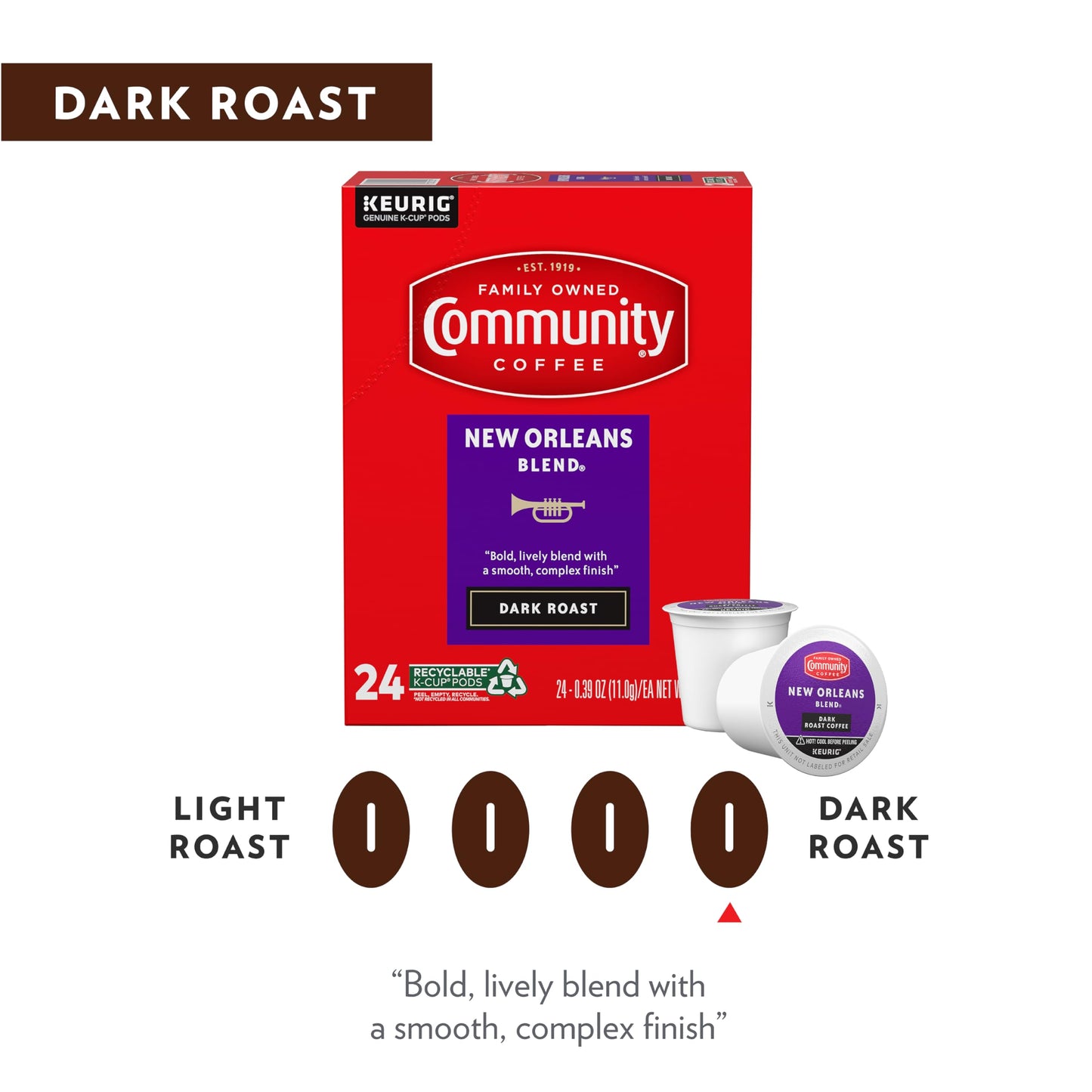 Community Coffee New Orleans Blend Coffee Pods, Dark Roast, Compatible with Keurig 2.0, 96 Count (Pack of 1)