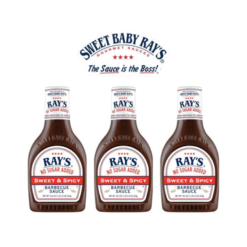 Sweet Baby Rays No Sugar Added Bbq Sauce - Sweet & Spicy Flavor, 18.5 Oz Bottle, Perfect For Grilling And Dipping - Pack Of 3 -