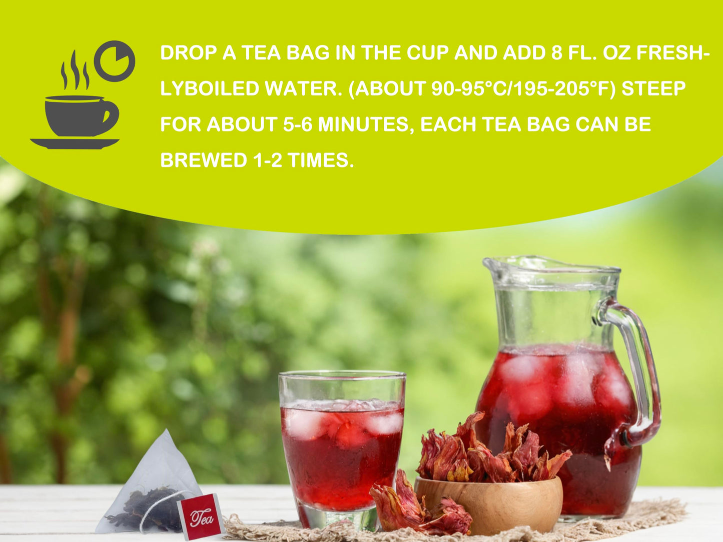 SAMCCI Hibiscus Tea Bags - Premium Dried Hibiscus Flower - Caffeine-Free - 50 Count