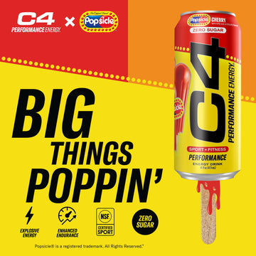 Cellucor C4 Energy Drink Popsicle Variety Pack, Sugar Free, 16 Fl Oz, Pack of 12 - G , Hawaiian Pineapple, Cherry