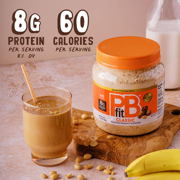 Pbfit 24 Ounce Classic Peanut Butter Powder, Powdered Peanut Butter Spread From Real Roasted Peanuts, 8G Of Protein 8% Dv, Glute