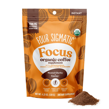 Focus Organic Mushroom Coffee By Four Sigmatic | 1500Mg Of Adaptogens Per Serving | Lion'S Mane, Chaga, Rhodiola, Ashwagandha &