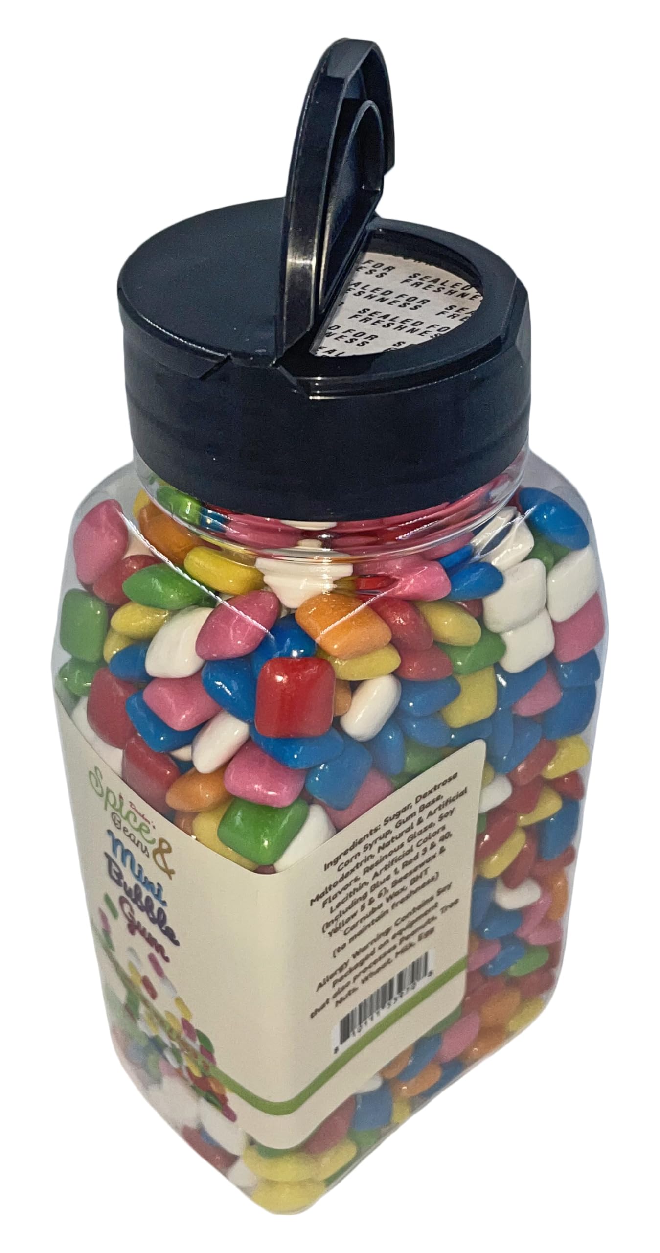 Mini Bubble Gum | Easy-Pour Lid | Ice Cream Topping & Cake Decoration | By Dasher'S Spice & Beans | 1 Lb