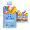 Gerber Stage 2 Baby Food, Apple Mango Strawberry Puree Pouch, 2 Servings of Fruit, No Added Sweetener, No Artificial Colors or Flavors, 12-Pack