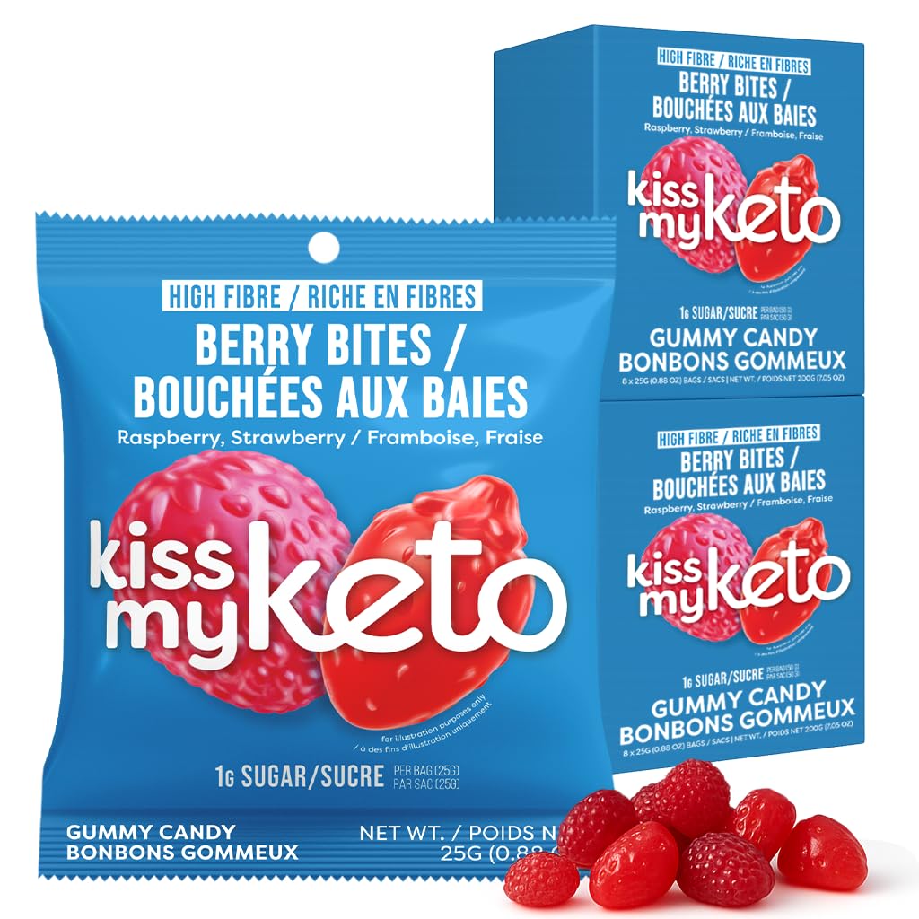 Kiss My Keto Gummies Candy - Low Carb Candy Berry Bites, Keto Snack Pack - Healthy CandyGummys - VeganCandy, Keto GummyCandy - K