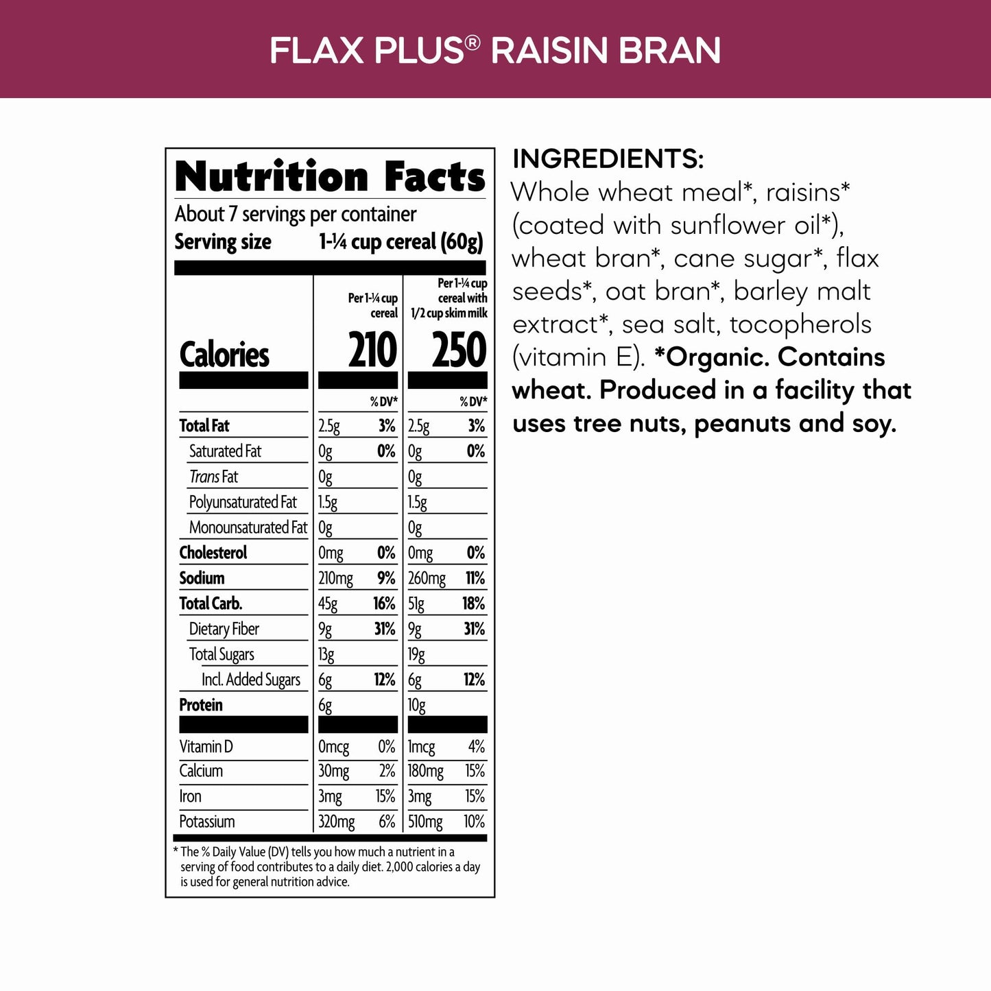 Natures Path Flax Plus Organic Cereal, Raisin Bran, 14 Oz Box
