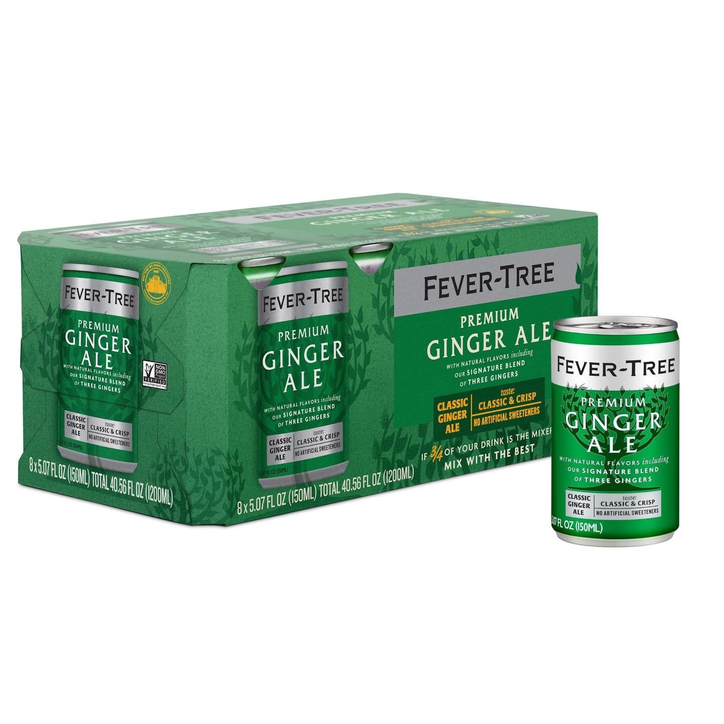 Fever-Tree Ginger Ale Premium Mixer - Naturally Sourced - 5.1 Fl Oz Cans - Pack of 8