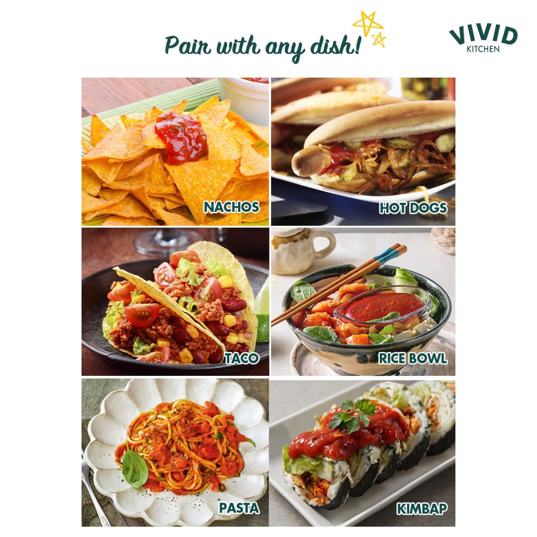 Vivid Kitchen Kimchi Salsa - Korean Mexican Fusion Condiment - Mild & Hot Flavors - 7.6 Oz Bottle - No Msg, No Artificial Preser