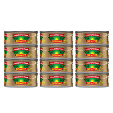 Genova Premium Lite Yellowfin Tuna In Water, Wild Caught, Solid Light, 5 Oz. Can (Pack Of 12)