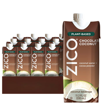 Zico Chocolate Coconut Water, Dairy-free, Plant-based, tastes like Chocolate Milk, 11.2 Fl Oz (Pack of 12)