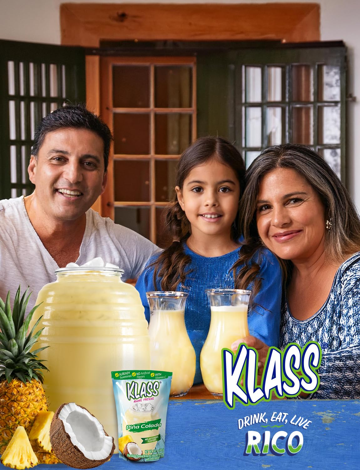 Klass Aguas Frescas |Pina Colada Drink Mix| Flavor From Natural Sources & No Artificial Flavor With Vitamin C (Makes 7 To 9 Quar